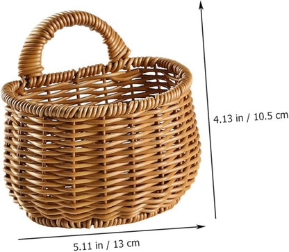 Decorative Woven Garlic Basket Wall-mounted Storage Container for Ginger Onion and Eggs Rustic Kitchen Organizer for Home Decor and Vegetable Storage