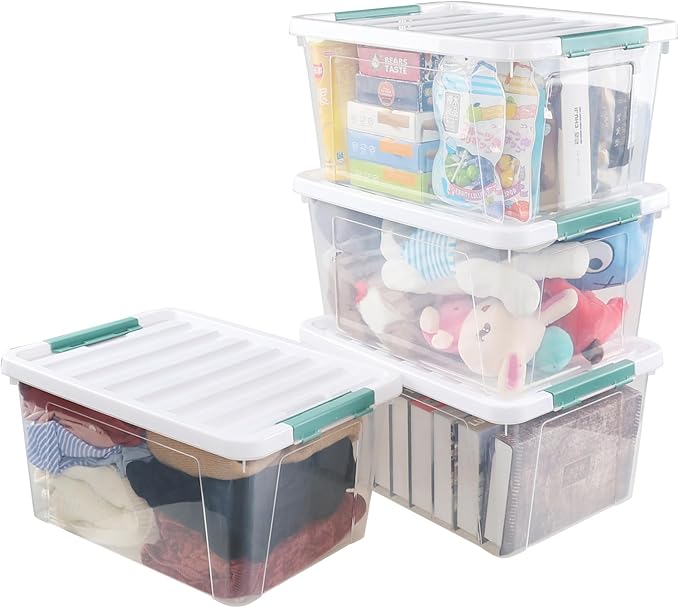Quickquick 36 Quart Latch Clear Storage Tote, Plastic Storage Bin with Latching Lid, 6 Packs