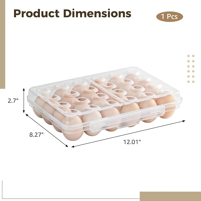 24 Deviled Egg Containers with Lid 24, Egg Holders for Refrigerator, Stackable Design with Secure Lid, Ideal for Kitchen and Camping