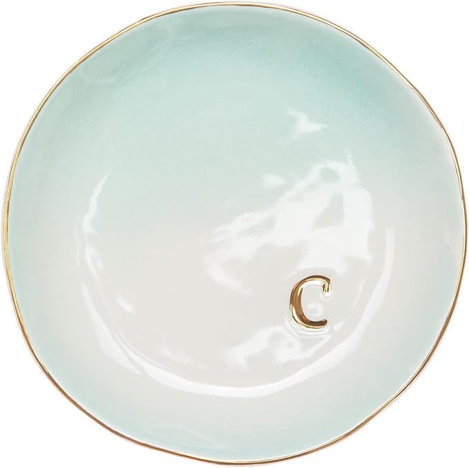 COLLECTIVE HOME - Ceramic Jewelry Tray, Decorative Trinket Dish for Rings Earrings Necklaces Bracelet Watch Keys, Birthday Mother's Day Christmas Gift for Women, 4.75", Colored Surface (C)