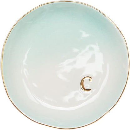 COLLECTIVE HOME - Ceramic Jewelry Tray, Decorative Trinket Dish for Rings Earrings Necklaces Bracelet Watch Keys, Birthday Mother's Day Christmas Gift for Women, 4.75", Colored Surface (C)