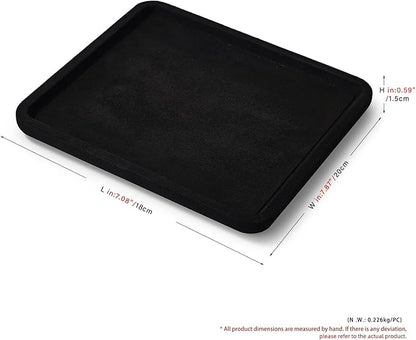 Woodten Microfiber Jewelry Display Flat Tray for Rings Earrings Necklace Bracelet, Jewelry Photograph Display Catchall Organizer Tray Dish(M,Black)