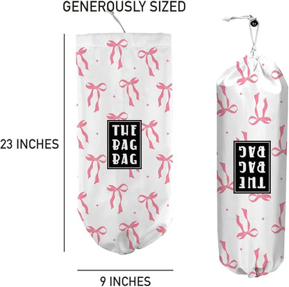 Plastic Bag Organizer,Reusable And Washable Grocery Bag organizer,for Home Kitchen Travelling Camping Decor, use 1 Pack,Pink Bow Pattern