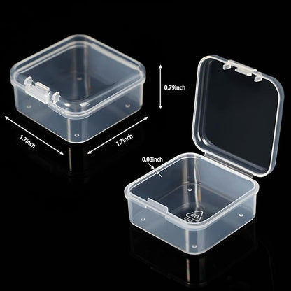 SATINIOR 24 Packs Small Clear Plastic Beads Storage Containers Box with Hinged Lid for Storage of Small Items, Crafts, Jewelry, Hardware(1.7 x 1.7 x 0.8 Inches)