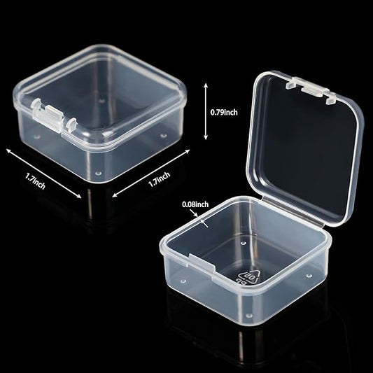 SATINIOR 24 Packs Small Clear Plastic Beads Storage Containers Box with Hinged Lid for Storage of Small Items, Crafts, Jewelry, Hardware(1.7 x 1.7 x 0.8 Inches)