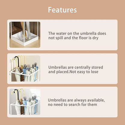 Large Capacity Metal Umbrella Holder at The Entrance Commercial Square Umbrellas Stand Rack Modern Indoor Entryway Umbrella Stand Racks Commercial Umbrellas Barrel(Black)