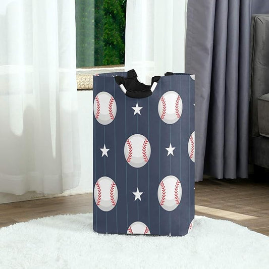 Laundry Storage Basket Basketball Baseball Sport Laundry Hamper Collapsible Organizer for Kids Room Dirty Cloth Toy Dorm Bag with Handle