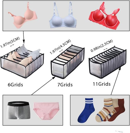 HSLFUAI 10 Pack Wardrobe Clothes Organizer for Bra, Underwear, Sock, Tie Transparent Mesh Drawer Clothes Storage, Women Underwear Storage Compartment Box