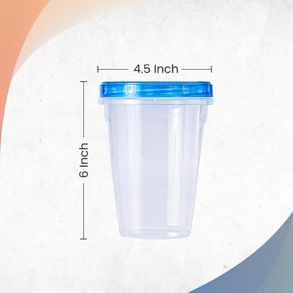RFAQK 24 PCS Freezer Storage Containers with Lids-12 Plastic 32 oz Deli Containers with 12 Screw Lids-Freezer Containers for Soup with Twist Top Lids-Reusable Plastic Box for Lunch, Gym, Travel