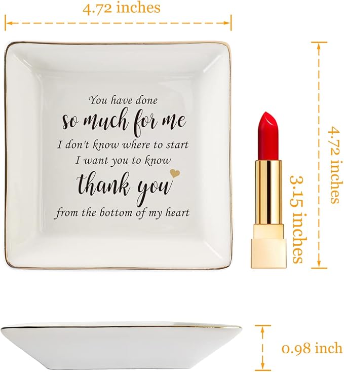 HOME SMILE Thank You Gifts for Women-Ceramic Ring Dish Jewelry Tray-Appreciation,Birthday,Friendship Presents for Friends-Thankful Gifts for Coworker, Mom,Teacher