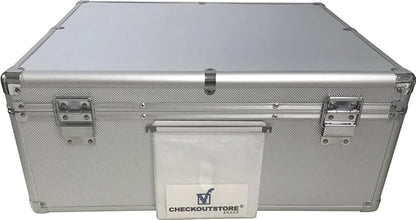 CheckOutStore (1) Aluminum CD/DVD Media Hanging Sleeves Storage Box (Silver/Holds 600 Discs)