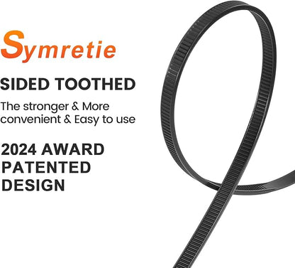 18" ─-double-sided tooth zip ties black. ─: 120lbs tensile strength. Heavy-duty, self-locking, adjustable, durable nylon ties for indoor/outdoor use. (100Pack black)