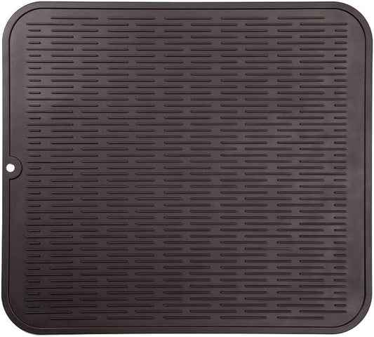 Silicone Dish Drying Mat for Multiple Usage,Easy clean,Eco-friendly,Heat-resistant Silicone Mat for Kitchen Counter or Sink,Refrigerator or Drawer Liner Coffee XL 18 inches x 16 inches