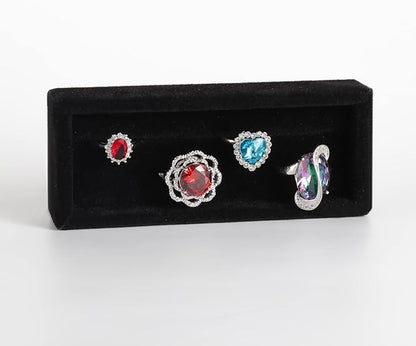 Valyria 2 Slots Velvet Small Ring Organizer Set of 2 Earrings Trays Showcase Display Storage Insert Holder for Jewelry Box, Drawer, Dresser