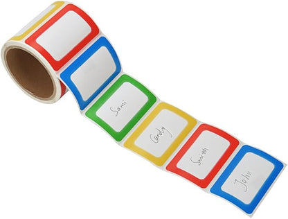 MFLABEL® Colorful Plain Name Tag Labels - 200 Stickers, 3.5 x 2.25 Inch, Colorful Border Name Tags for Office, Meetings, School, Home, Events, and Parties