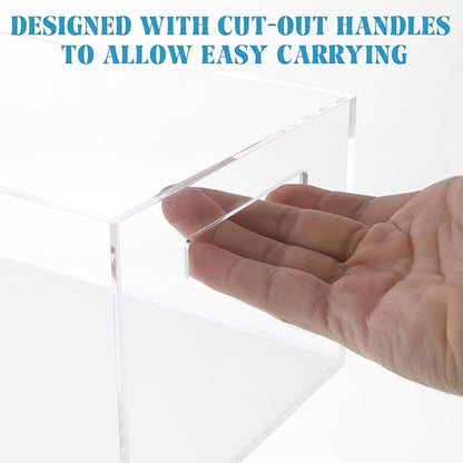 2 Pack DVD/CD Storage Box Acrylic Clear DVD Holder Case with Handles Stackable Storage Container Shelf Organizer Bin for CDs Video Games Cases Blu-Rays Books Booklets Countertop Cabinet Home Office