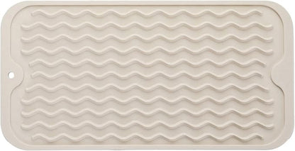 Silicone Dish Drying Mat for Multiple Usage,Easy clean,Eco-friendly,Heat-resistant Silicone Mat for Kitchen Counter or Sink,Refrigerator or Drawer Liner Tapioca S 12 inches x 6 inches