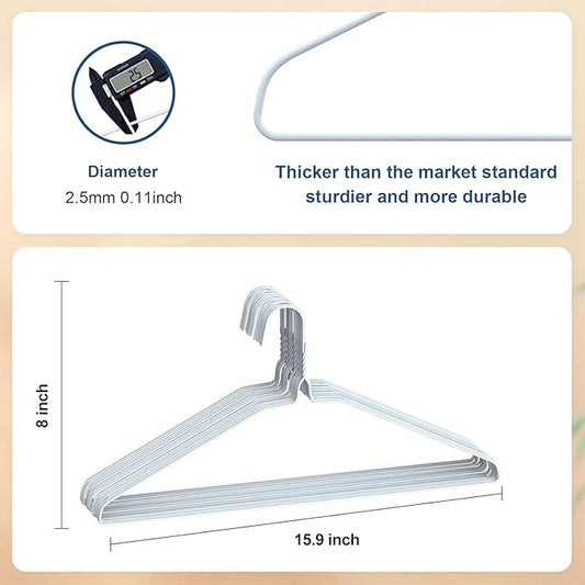 SPECILITE Wire Metal Clothes Hangers Bulk 100 Pack for Standard Size Suits, Coats, Shirts, Pants, Skirts, Space Saving, Non Slip,16 Inch 12 Gauge Ultra Thin, White