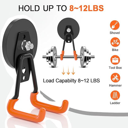 ENUODA Magnetic Hooks Heavy Duty Magnetic Tool Holder Magnets with Hooks for Hanging Wreath, Garden Tool, Toolbox, Shovel, Broom, Garage, Tool Chest, Organization, 4 PCS