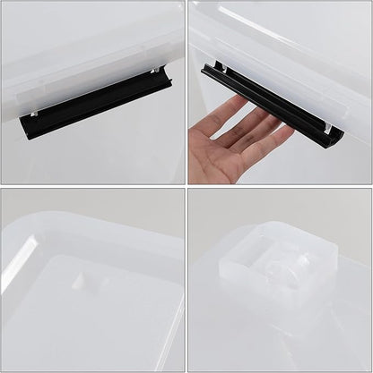 Qqbine 70 Quart Large Clear Storage Bins, Plastic Storage Box with Lids and Wheels, 4 Packs