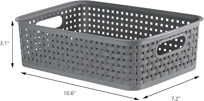 8 Pack Small Pantry Organization and Storage Bins - Household Organizers for Laundry Room, Bathrooms, Bedrooms, Kitchens, Cabinets, Countertops, Under Sink or On Shelves (Gray)