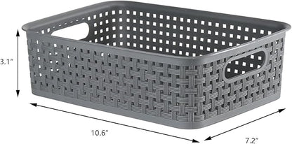 8 Pack Small Pantry Organization and Storage Bins - Household Organizers for Laundry Room, Bathrooms, Bedrooms, Kitchens, Cabinets, Countertops, Under Sink or On Shelves (Gray)