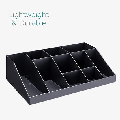 Navaris Coffee Station Organiser - 10 Compartment Coffee Bar Organiser for Office & Kitchen - Black
