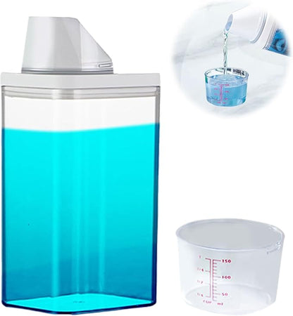 Laundry Detergent Dispenser for Laundry Room Organization and Storage, Laundry Soap Dispenser Laundry Detergent Bottle with Laundry Detergent Cup, BPA Free & PET Plastic Clear (1100ML)
