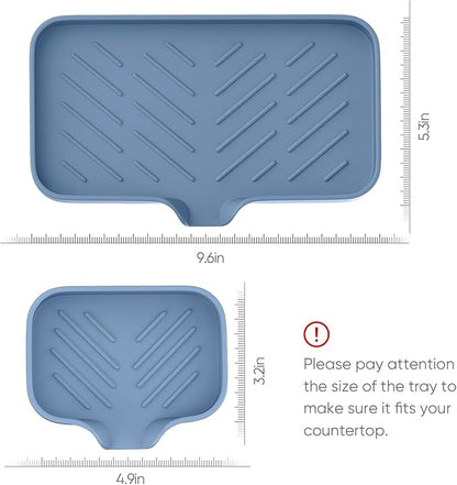 EGWON Silicone Sink Tray, Self-Draining Kitchen Soap Tray, Premium Silicone Soap Holder for Bathroom, Kitchen Counter Sink Caddy Organizer