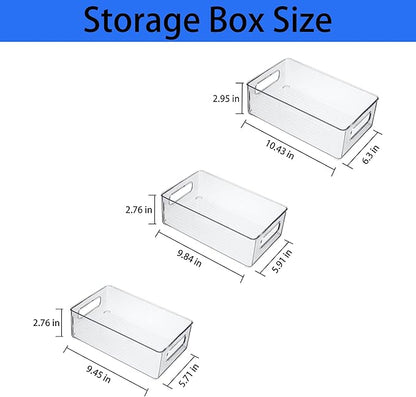 Refrigerator Organizer Bins 6 Pack Fridge Organizers with Handles Clear Freezer Storage Containers for Pantry, Cabinets,Shelves, Drawer – Plastic Kitchen Organizers