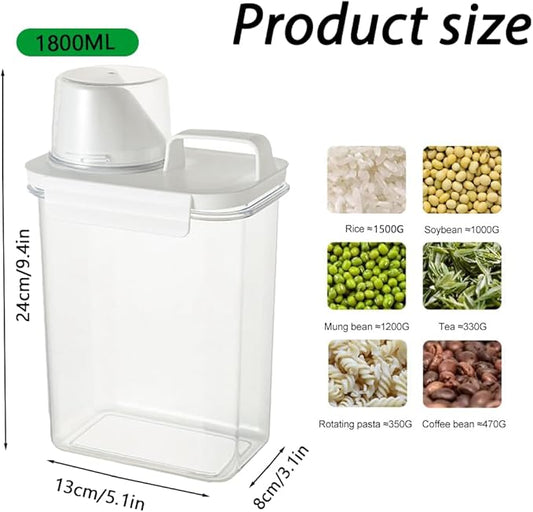 60.8OZ Clear Laundry Detergent Dispenser, Double Sealed Storage Container with Wide Mouth & Funnel Design, Transparent Leak-proof Organizer for Laundry Room, Fabric Softener, Bleach