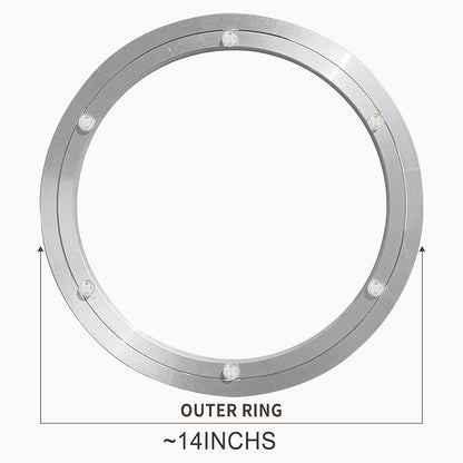 Lazy Susan Silent Non-Slip Turntable Aluminium Turntable Bearing 14 inch for Round Dining Table TV Rotating Table