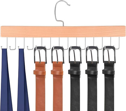 Feoqibu Tie Hanger, Space Saving Bra, Tank Top, Belt Storage Rack, 14 Foldable Hooks, Suitable for Closet Organizers and Storage