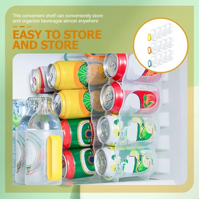 DECHOUS 3 Pack Portable Soda Can Organizer for Refrigerators Plastic Soda Can Holder Dispenser Beverage Holder for Fridge Pantry Freezer Kitchen