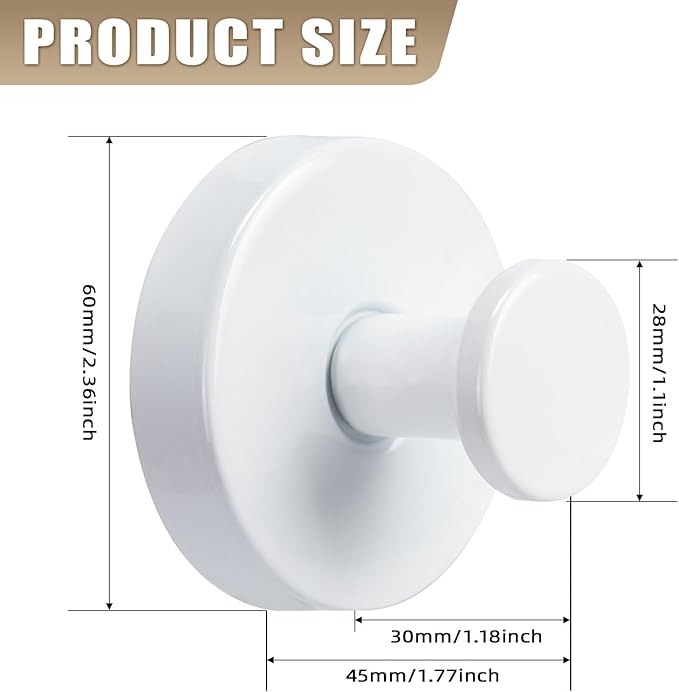 Fenas Suction Cup Hooks for Shower No-Drill Bathroom Hooks for Towels, Robes, Loofah Mountable on Bathroom Walls, Kitchen, Glass, Mirrors, Tile and Smooth,Non-Porous Surfaces (4, White)