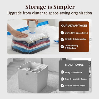 10 Pack Vacuum Storage Bags with Electric Pump, Vacuum Seal Bags for Clothes and Travel, Compression for Comforters and Blankets, Sealer Clothes Storage, with Electric Pump (50 * 70cm)