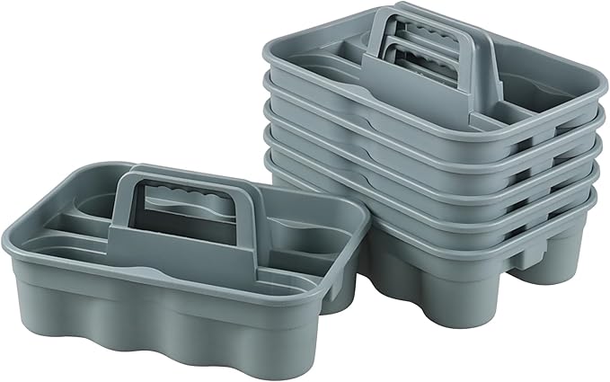 Parlynies All-Purpose Cleaning Caddy, Cleaning Tool Organizer with Handle Portable Shower Caddy Basket, Grey, 6 Pack
