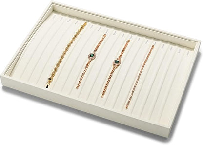Microfiber Necklace Bracelet Tray Jewelry Tray Necklace Bracelet Holder Organizer (Beige)