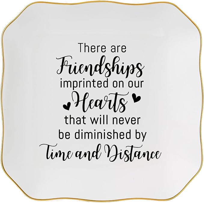 Spegiffu Friendship Gifts for Women Jewelry Dish Ring Trinket Tray - There Are Friendships Imprinted on Our Hearts... Unique Birthday Gift for Best Friends Christmas Valentine's Mother's Day