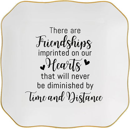 Spegiffu Friendship Gifts for Women Jewelry Dish Ring Trinket Tray - There Are Friendships Imprinted on Our Hearts... Unique Birthday Gift for Best Friends Christmas Valentine's Mother's Day