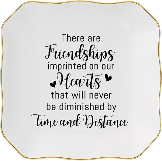 Spegiffu Friendship Gifts for Women Jewelry Dish Ring Trinket Tray - There Are Friendships Imprinted on Our Hearts... Unique Birthday Gift for Best Friends Christmas Valentine's Mother's Day