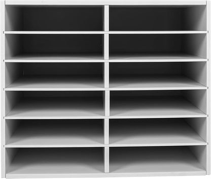 Gdrasuya10 12 Compartments Literature Organizer Adjustable File Sorter Organizer Desktop Document Storage Shelves Classroom Mailbox Office Paper Storage Holder Literature Sorter Cabinet