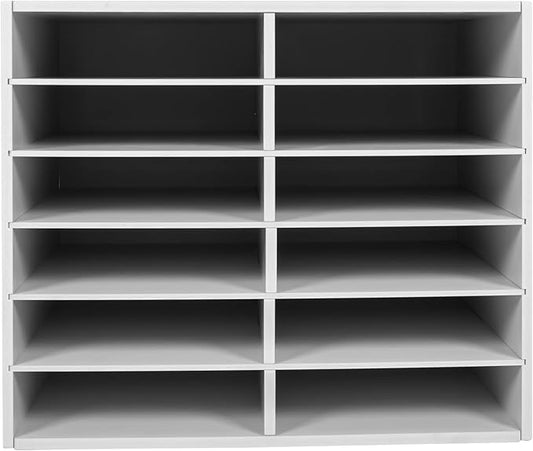 Gdrasuya10 12 Compartments Literature Organizer Adjustable File Sorter Organizer Desktop Document Storage Shelves Classroom Mailbox Office Paper Storage Holder Literature Sorter Cabinet