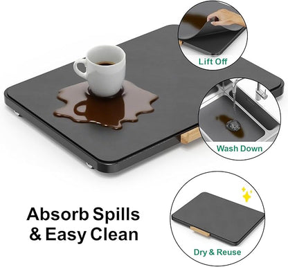 GSlife Heavy Duty Metal Appliance Slider Tray for Stand Mixer, Espresso Machine, Coffee Maker, Air Fryer, Instant Pot, with Removable Absorbent Mat, Horizontal or Vertical Setup, 15.3"x11.4", Black
