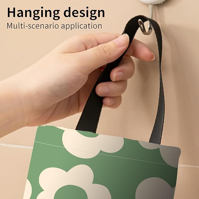 Plastic Bag Holder, Wall Mount Grocery Bag Organizer, Funny Hanging Storage Dispenser for Home Kitchen Cute Green Floral