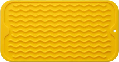Silicone Dish Drying Mat for Multiple Usage,Easy clean,Eco-friendly,Heat-resistant Silicone Mat for Kitchen Counter or Sink,Refrigerator or Drawer Liner Yellow S 12 inches x 6 inches