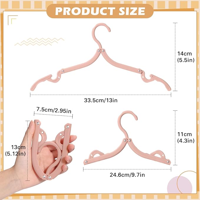 24 Pcs Travel Hangers Portable Foldable Hangers Cruise Ship Essentials Non-Slip Foldable Space Saving Clothes Drying Rack for Travel Cruise Business Trip Suitcase Dormitory School Hotel(Multicolor)