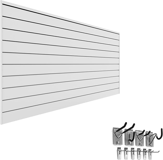 Proslat 33006 Mini Bundle with Slat Wall Panels and Mini Hook Kit, White
