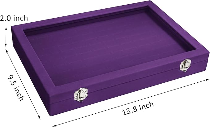 Rings Organizer Tray 100 Slot Velvet Ring Earring Storage Box TranSparent Cover Jewelry Store Ring Display Box Jewelry Display Cabinet for Girl Wife Mother