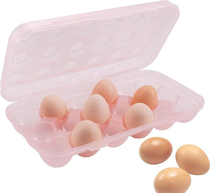 Portable Plastic Egg Storage Box, 18 Tray Shockproof Egg Protector Tray, Folding Eggs Holder Carrier, Eggs Slot Tray Holder Box, for Outdoor Camping Picnic BBQ Hiking(Pink)